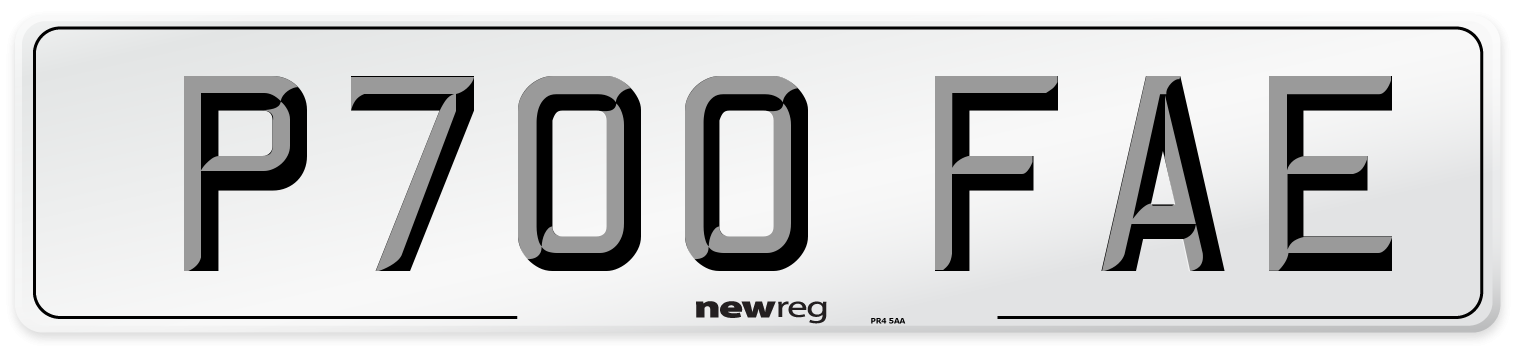 P700 FAE Number Plate from New Reg